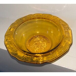 Vintage Amber Glass Mother Goose Nursery Rhyme Child Bowl